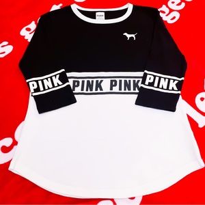 Victoria’s Secret VS PINK T-Shirt Black & White Baseball Tee